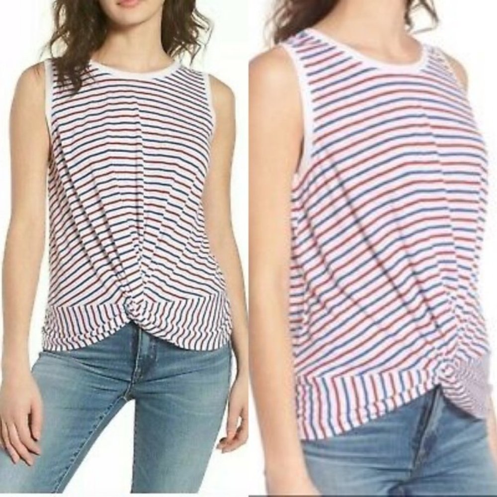 BP. Sleeveless Striped Twist Hem Top Size Medium - Picture 1 of 8